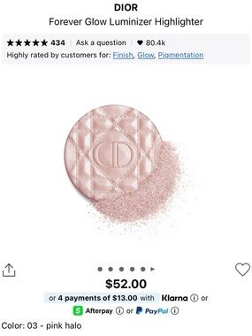 DIOR Forever Glow Couture Luminizer Highlighter - Shade 02 Pink Glow